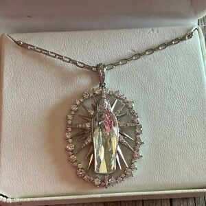 Crystal Virgin Mary Pendant Necklace